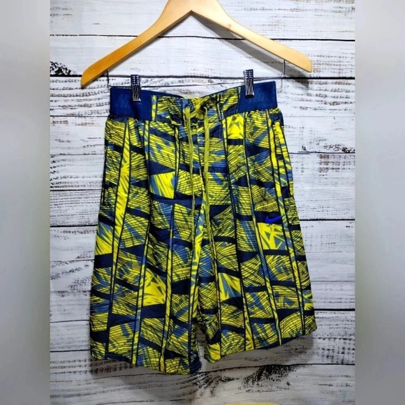 Nike Volley‎ Swim Trunks in Ocean Fog Blue Yellow size Small Swim Beach Vacation - Picture 1 of 6